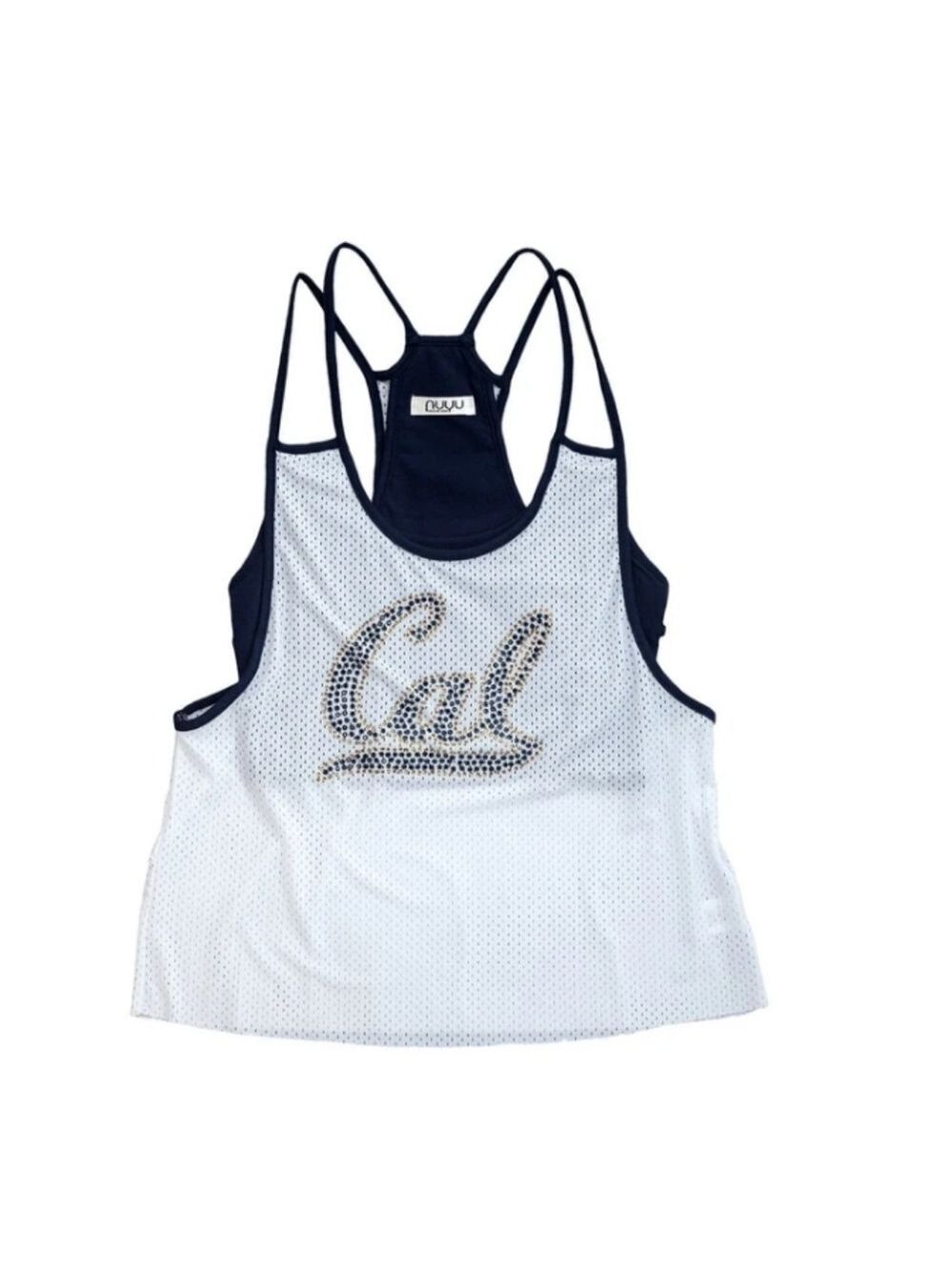 University of California Berkeley Rhinestone Mesh Tank Top with Strappy Bralette